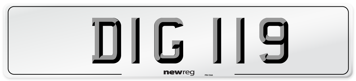 DIG 119 Number Plate from New Reg